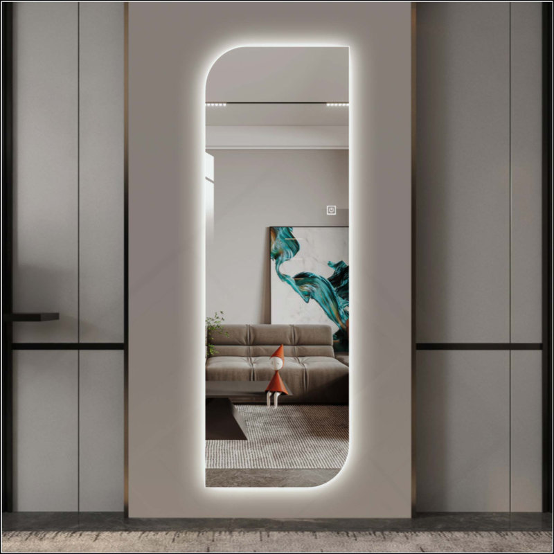 LED Full Length Wall Mirror, Irregular Shape Design,Dimmable Lighting, 5Mm Copper-Free Glass, Hardwired Or Plug-In, For Entryway, Bedroom & Salon