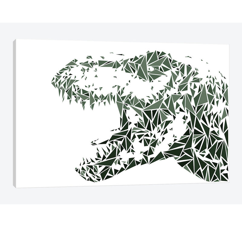 « tyrannosaure rex », impression sur toile tendue, H 18 po x l 26 po x P 1,5 po, Toile tendue, Pas de tapis