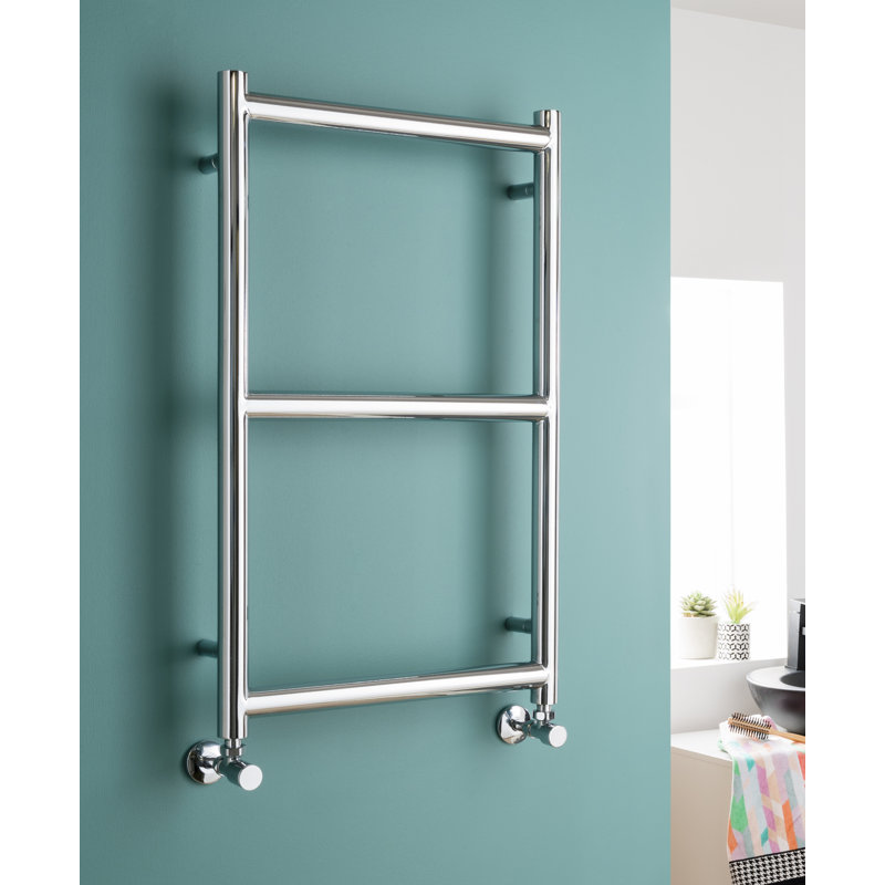 Contemporary Rail Heated Towel Rails, Electric, Silver, 80cm H x 50cm W x 10cm D