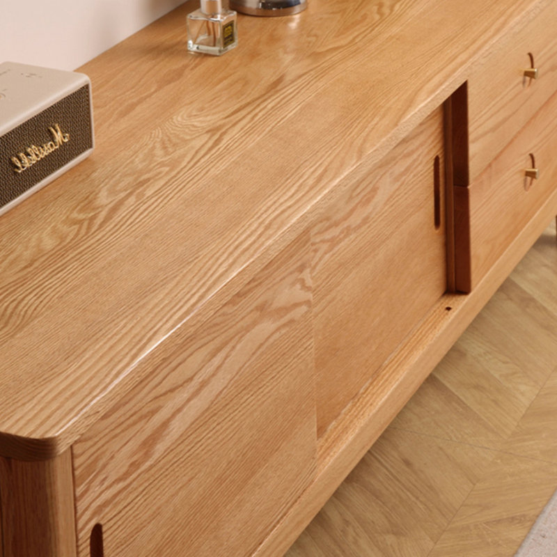 Meuble télé en bois massif rétro au design simple