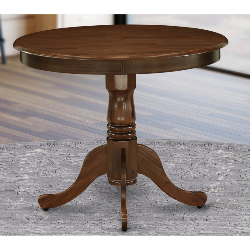 Table de salle à manger antique et moderne avec plateau à piédestal, noyer, Noyer acacia, Noyer acacia