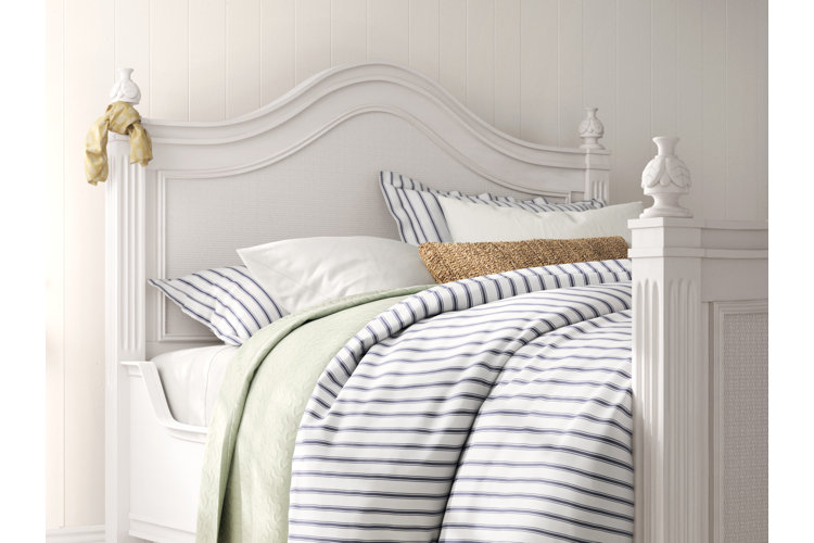 bright farmhouse bedding with a classic striped pattern