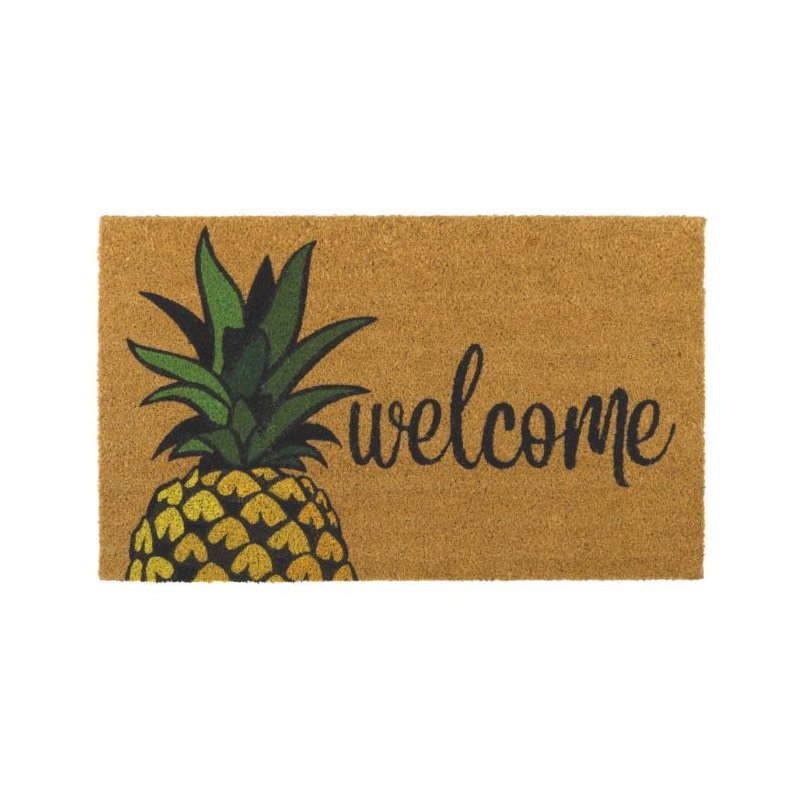 30x18 Natural Coir Fiber and PVC Non Slip Outdoor Doormat with Weather Resistant Textured Surface and Heavy Duty Backing - Pineapple