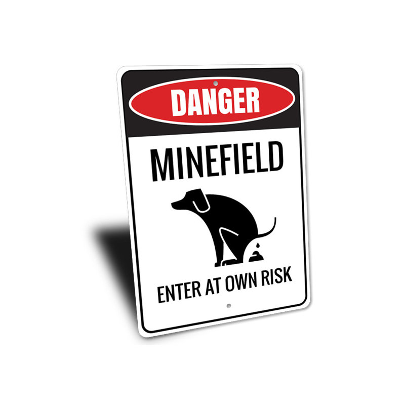 Plaque en aluminium Minefield Dog, H 14 po x l 10 po x P 0,04 po