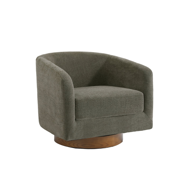 72Cm Wide Swivel Barrel Chair, Tan Chenille