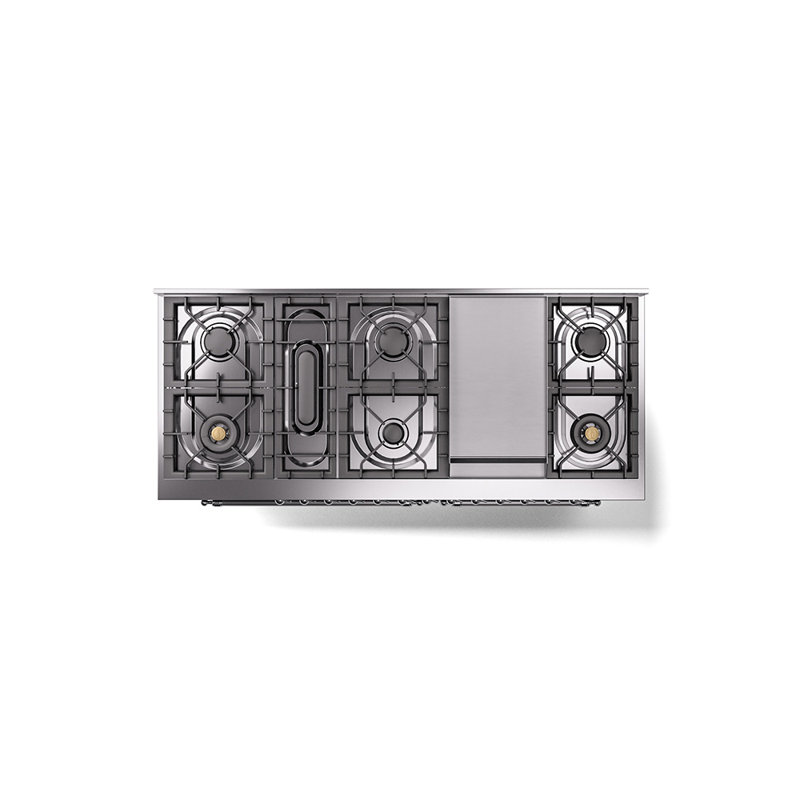 ILVE Nostalgie II 60 Dual Fuel Range, 9 Burners, Griddle, Graphite Matte/Chrome, Liquid Propane