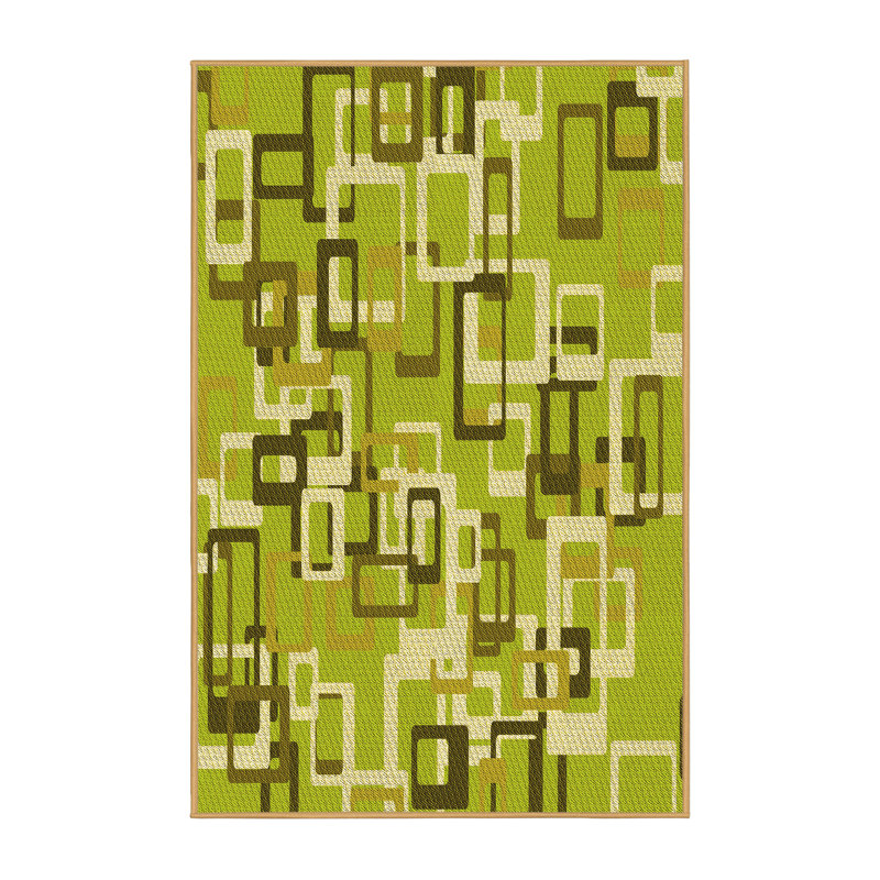 Tapis en laine vert / beige, Rectangle 2 pi x 3 pi