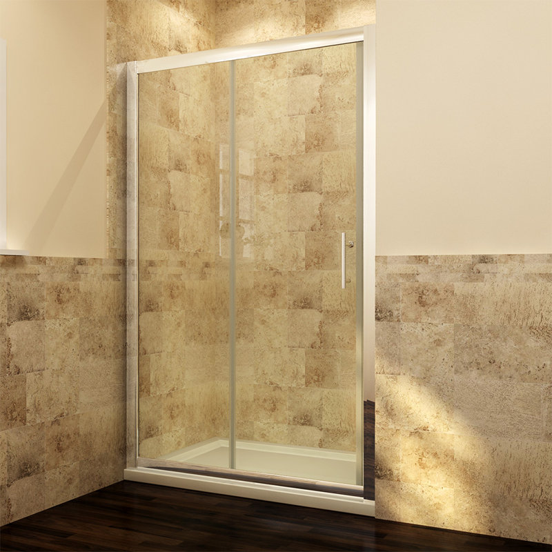 Firger 110mm W x 185mm H Single Added Framed Shower Door with Clear Glass, 185cm H x 110cm W