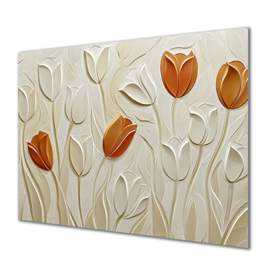Orange Beauty Of The Tulip Meadow - Floral Metal Wall Art Decor, Tulip Metal Print
