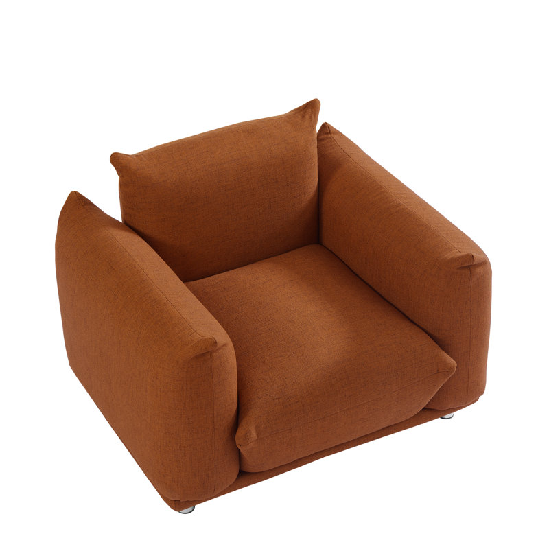 Tranay Accent Chair, Upholstered Single Chair for Home Bedroom Office, Brown Linen/Cotton
