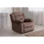 Salon 2 pièces en velours chocolat : fauteuil inclinable avec accoudoirs rembourrés et capitonnage vertical en velours.