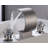 Brushed Nickel Crystal Handles Bathroom Basin Sink Faucet Vanity Widespread Tap Deck Mounted