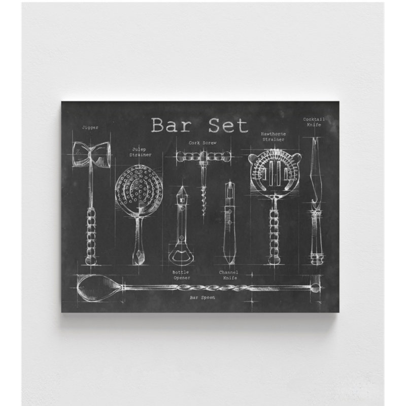 "Bar Bar" par Ethan Harper, Barware Blueprint Bar Tools, H 12 po x l 16 po, Pas de tapis, Imprimé seulement