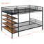 Lit superposé simple au dessus d'un lit double en métal, noir. 5 tablettes pour plus de rangement. Convient aux soirées pyjama et aux invités. Pièce élégante. Soirées pyjama. Construire-118082596