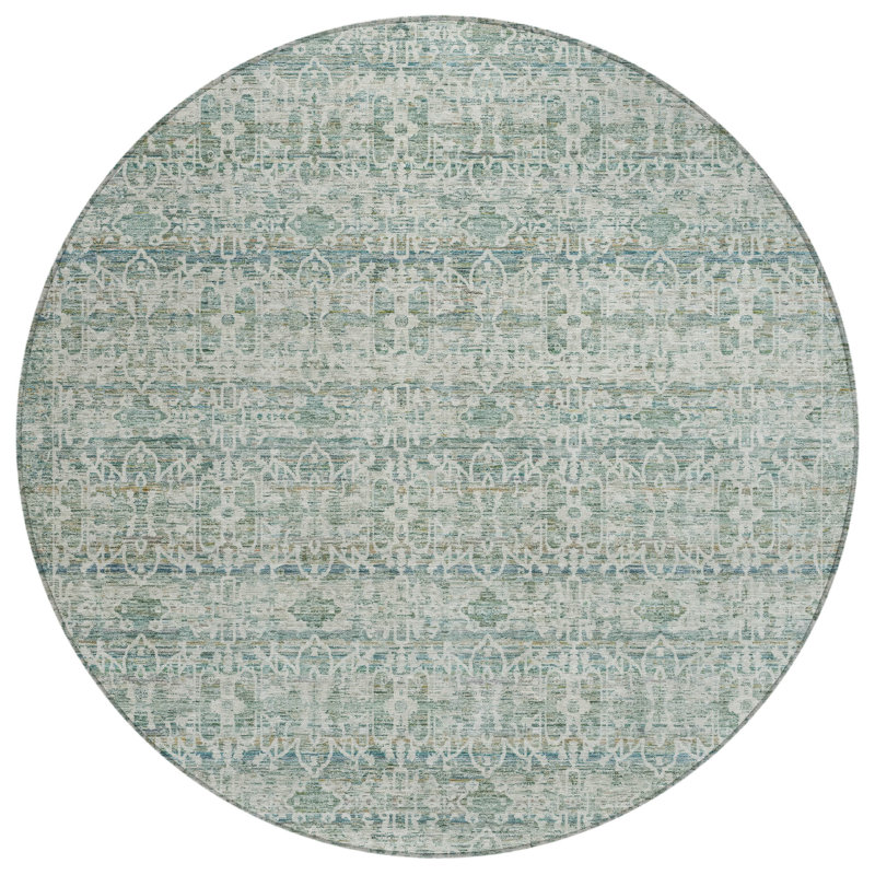 Machine Washable Indoor/Outdoor Oden ACN2152 Striped Rug, Round 8'