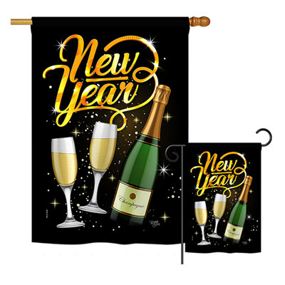 Double Sided Polyester New Year's Flag Set