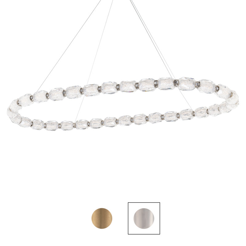 Seduction 32 Light Crystal LED Pendant, Aged Brass