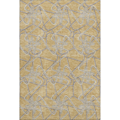 Premium Machine Washable Prisco Gold Rug