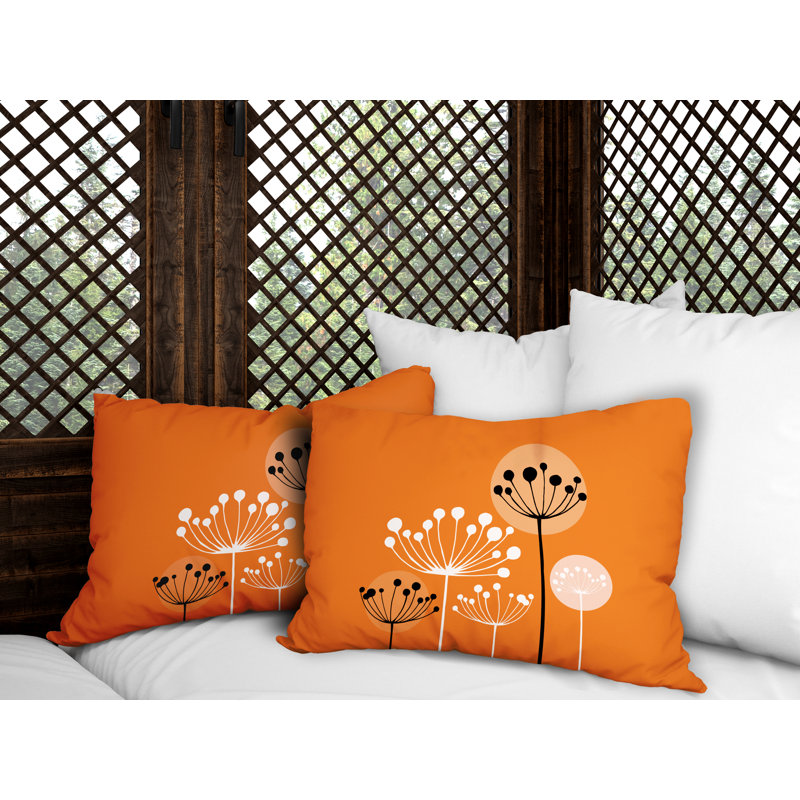 Polyester / Mélange de polyester Housse de coussin rectangulaire intérieure / extérieure lombaire et insert, Orange
