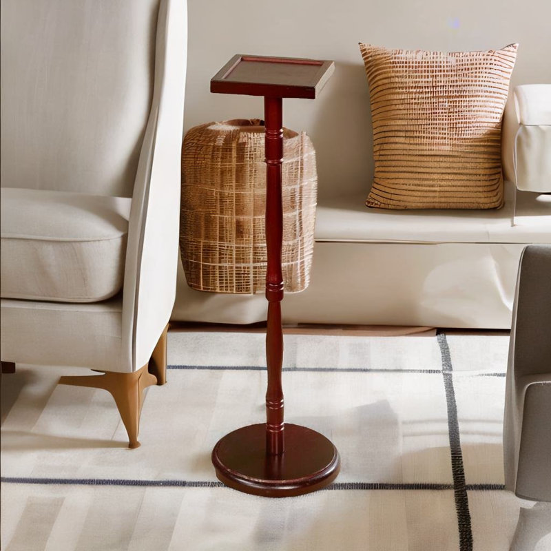 Annalisha Solid Wood Pedestal End Table Side Accent Sofa Table