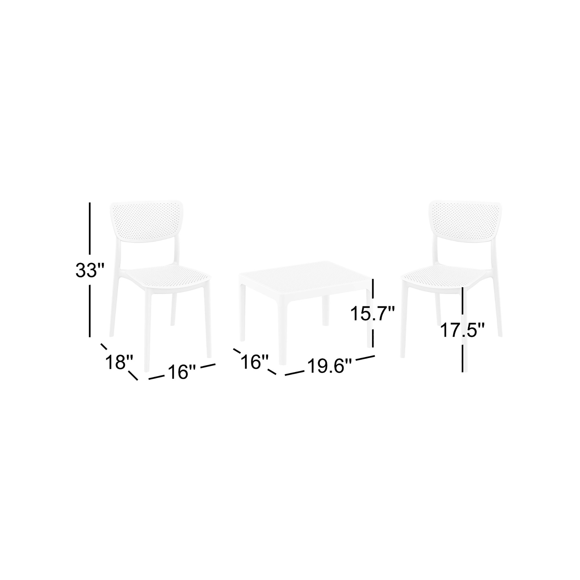 Farrah Lucy 2 Person Seating Set, White