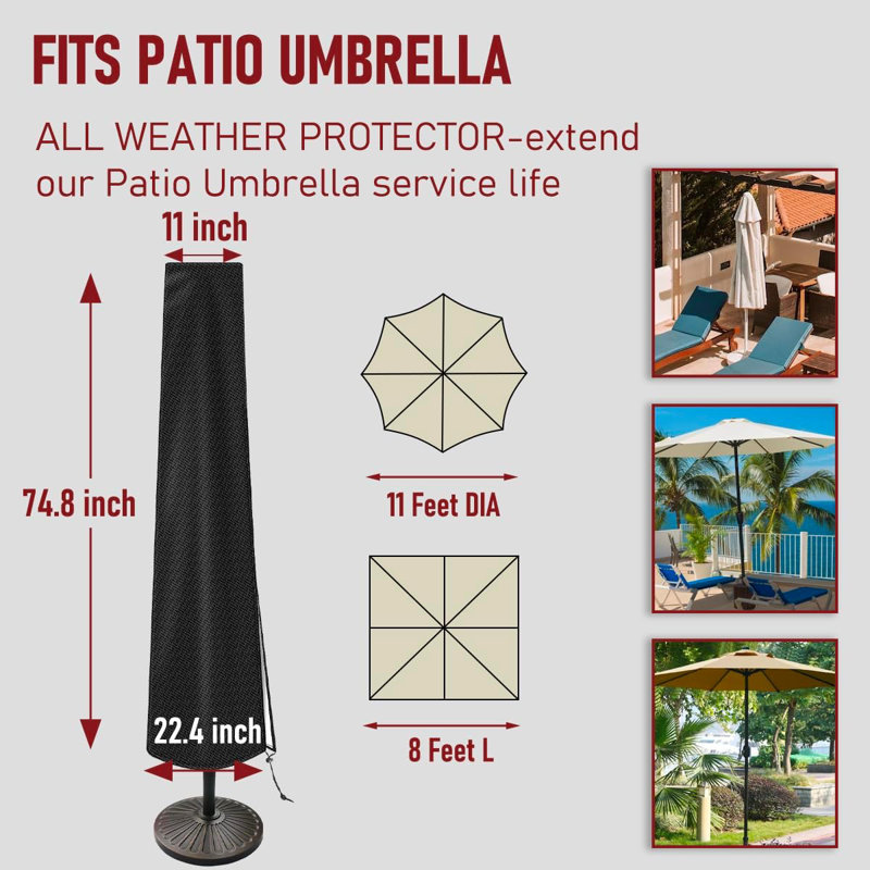420D Polyester Fabric Patio Parasol Umbrella Cover for 7 ft to 11 ft Outdoor Umbrella