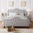 Upholstered Size Platform Bed Frame, Arched Nailhead Decor Headboard And Footboard, Button Tufted Design, No Box Spring Needed, Easy To Assemble, Ivory-631970298