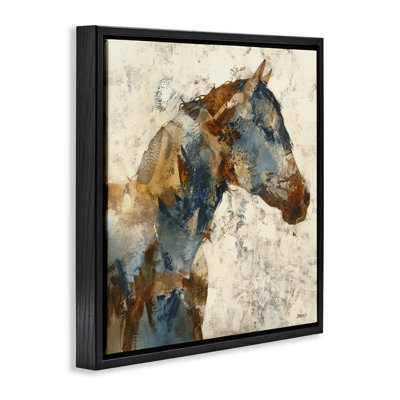 "Earthy Abstract Layered Horse", art mural sur toile flottante noire par Scott Brems