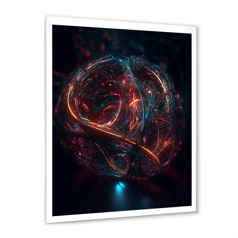 Cristal cosmique abstrait dans l'espace lointain I - impression, H 32 po x l 24 po x P 1 po, Cadre simple blanc