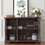 Buffet 48 po x 48 po x 15,55 po x 34,06 po avec 3 portes en verre trempé transparent avec tablette réglable-1653356843