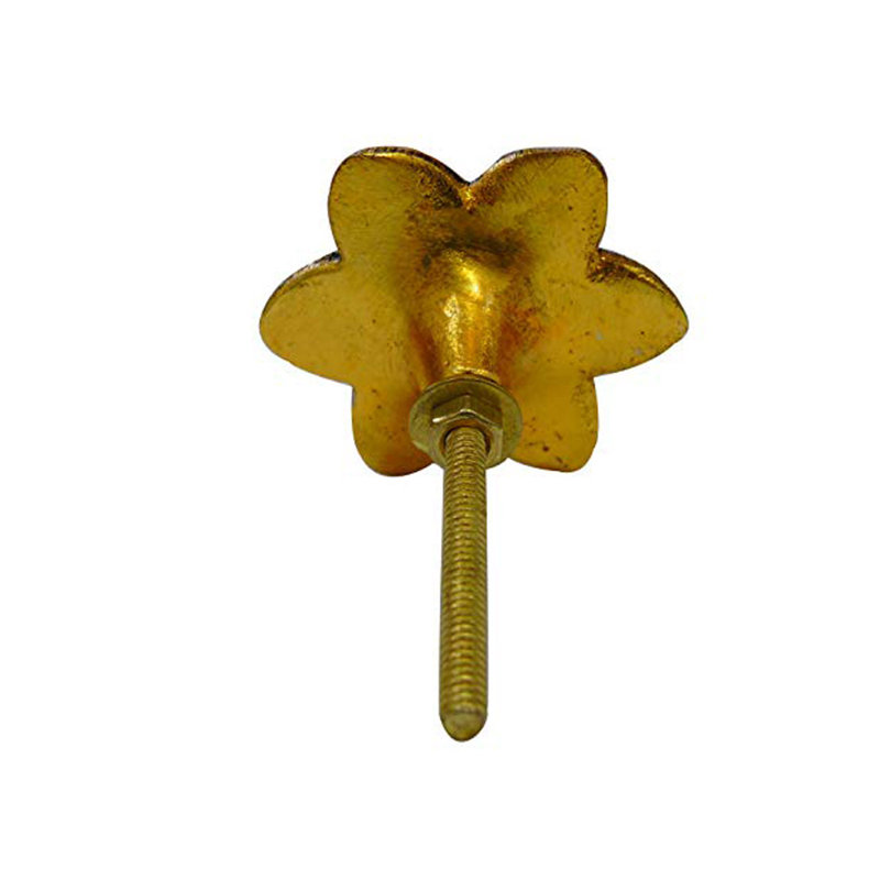 Set of 6 Antique Gold Flower Metal Cabinet Knobs