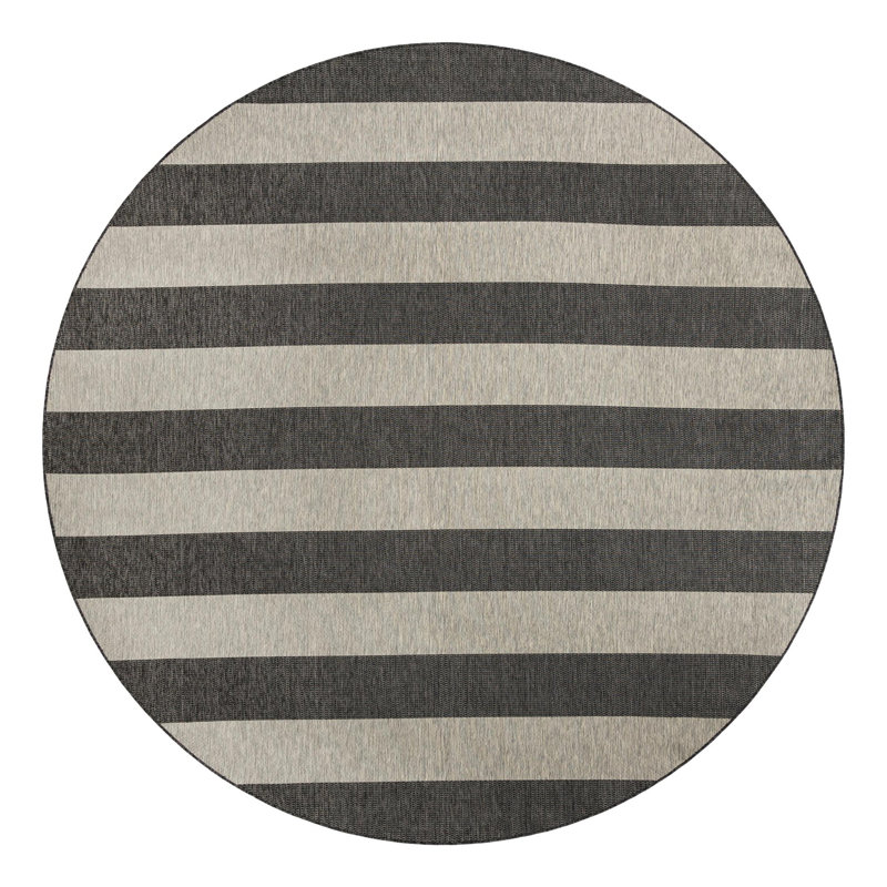 Tapis rayé gris anthracite / gris Hay Bale, Rond 12 pi
