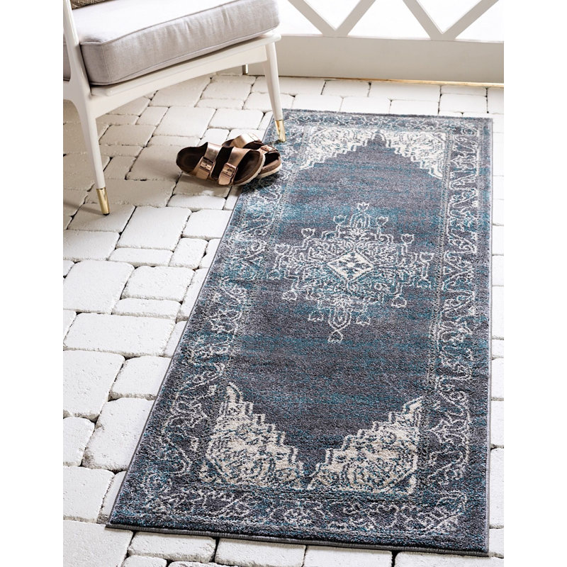Tapis oriental gris Mumford, Tapis de couloir 2 pi 2 po x 6 pi