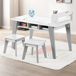 Wildkin Premium Homework Desk and Stool Set White with Natural