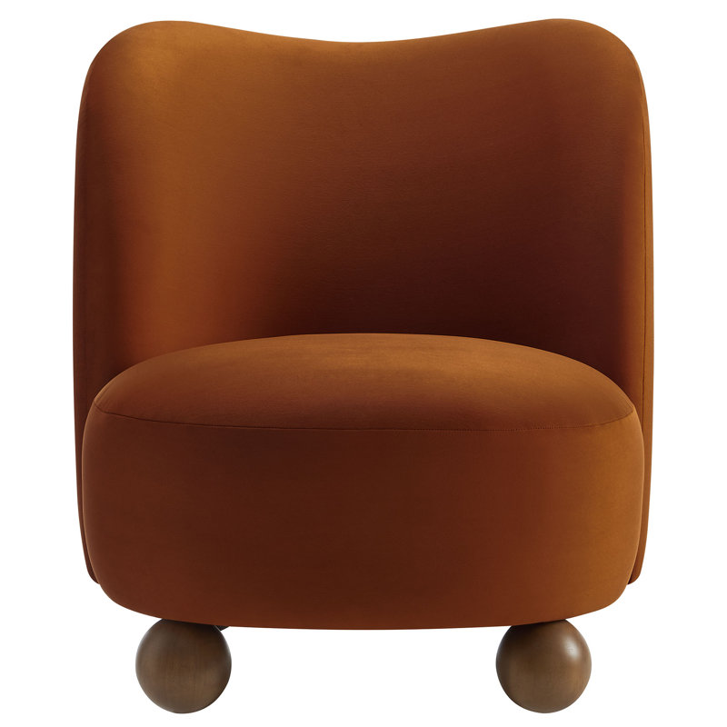 Monroe Boucle Fabric Accent Chair, Rust Velvet