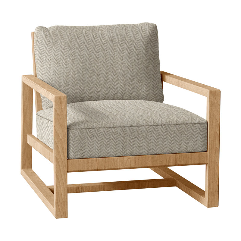 Avondale Patio Lounge Chair with Cushions, Natural Teak, Welt + Standard fill, Herringbone Sand