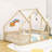 Wood House-Shaped Floor Bed With Fence-1307813703-1307813707