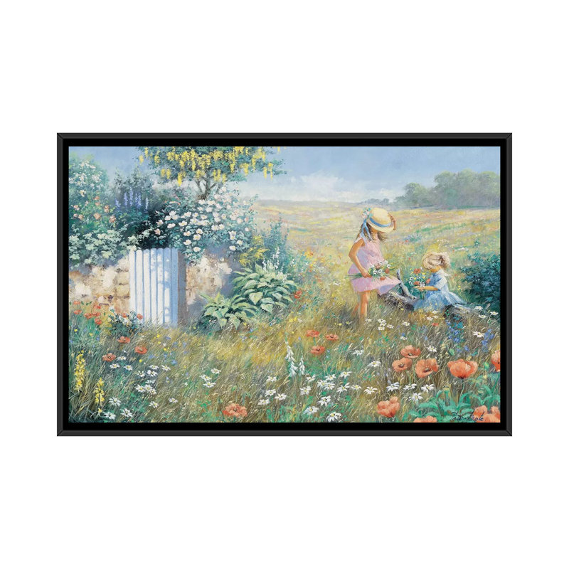 «Out the garden», reproduction sur toile, H 18 po x l 26 po x P 1,5 po, Toile avec cadre noir, Pas de tapis