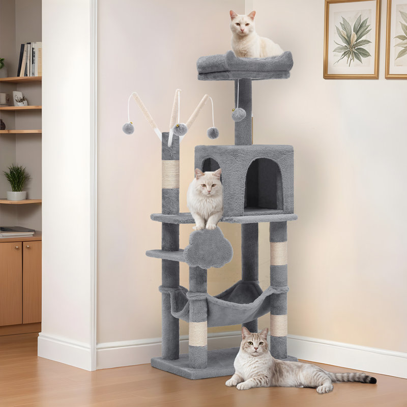 Fiton 44 " H Cat Scratching Post, Light Gray