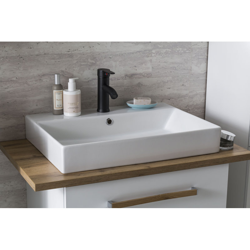 Duo 60 cm Wall-Mounted Washbasin, White