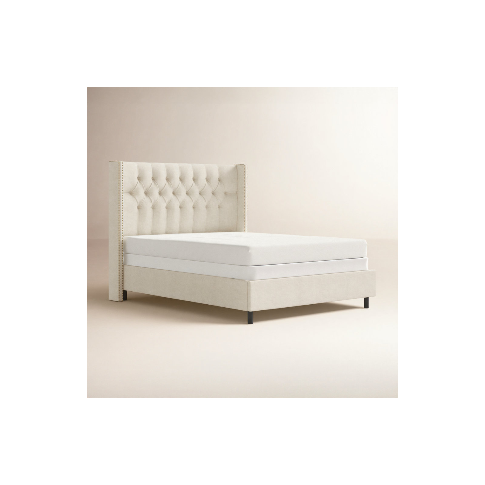 Breckin Upholstered Wingback Bed, Queen, Classic Talc Linen