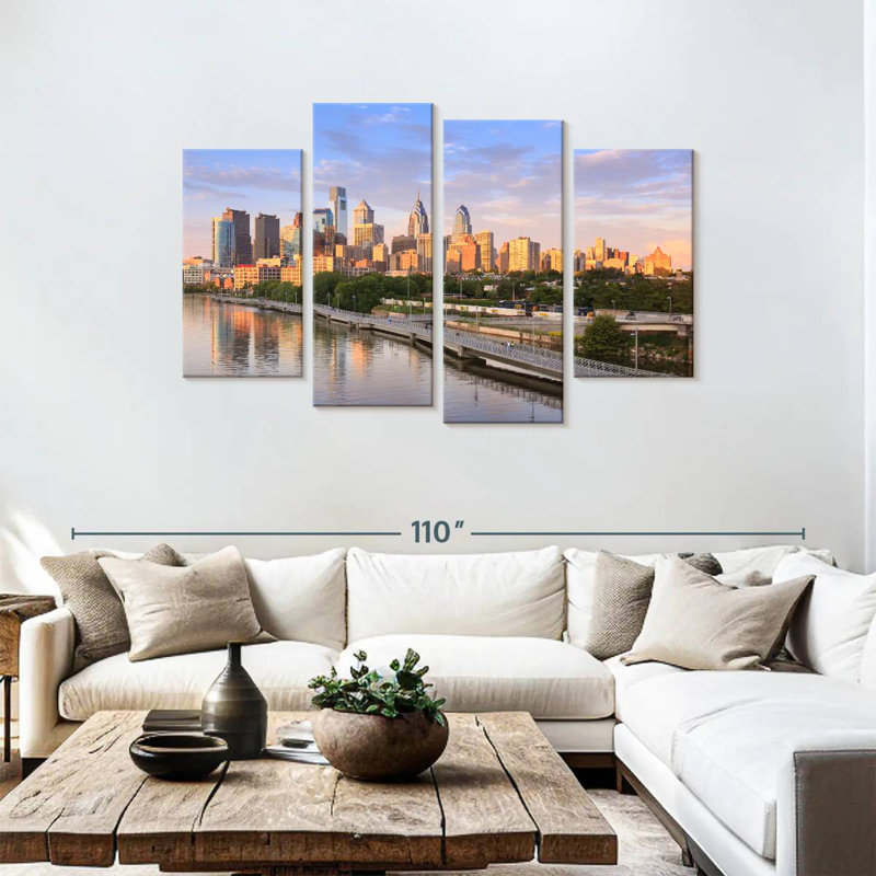 Philadelphia evening skyline Sireci, H 48 po x l 75 po