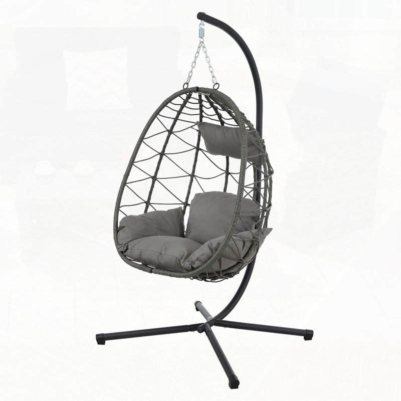 Fauteuil à œufs suspendu avec support pour l'extérieur, Gris foncé