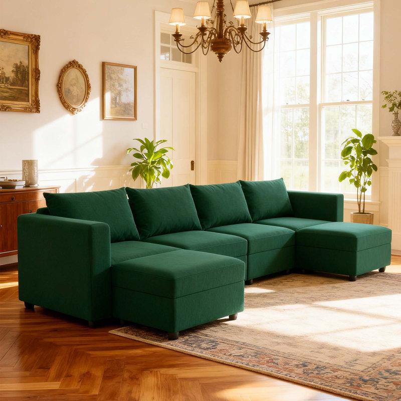 Canapé modulaire rembourré 6 pièces avec rangement BOX MODULE STO SOFA, Mélange de coton