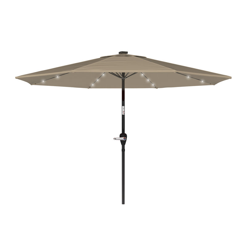 Parasol de patio avec lumières - Parasol d'extérieur 10 pi avec 32 DEL solaires - Parasol à protection contre les rayons UV 30+ par Pure Garden (brun clair)