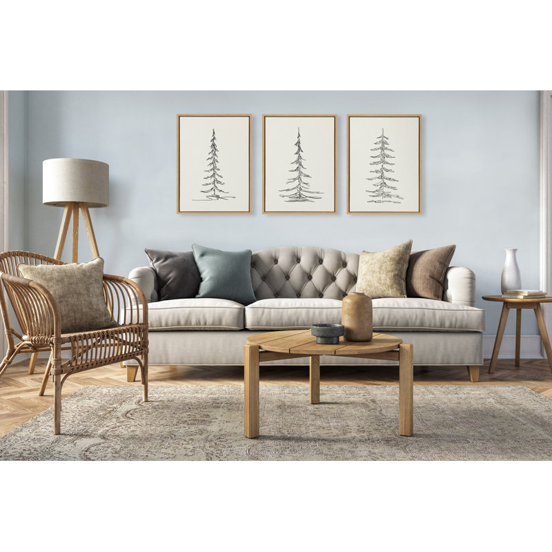 Ensemble de toiles encadrées Minimalist Evergreen Trees par The Creative Bunch Studio 3 pièces 18 x 24 naturel
