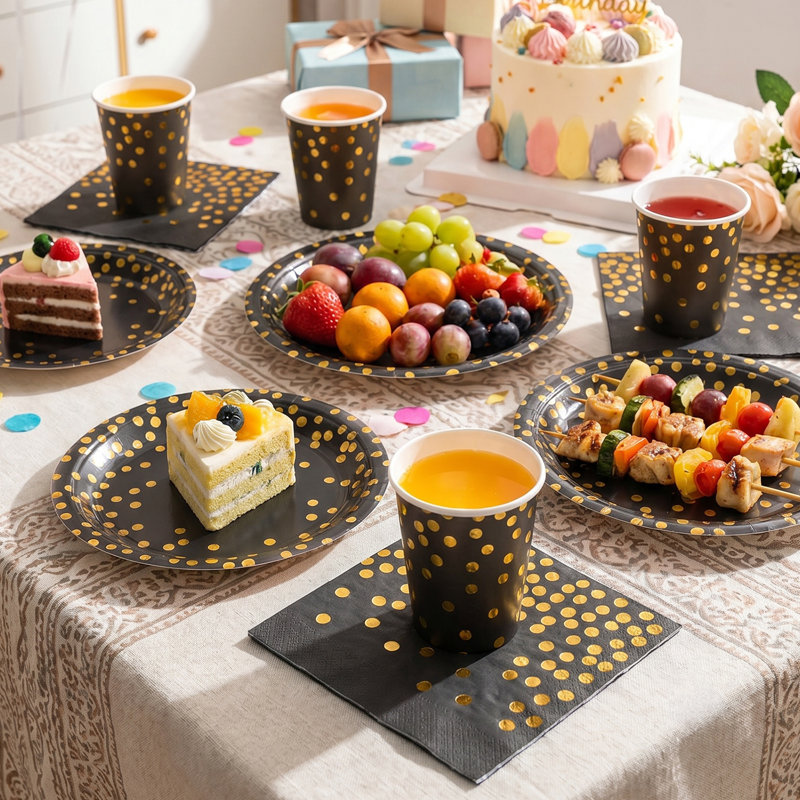 60-Piece Disposable Birthday Party Paper Tableware Set