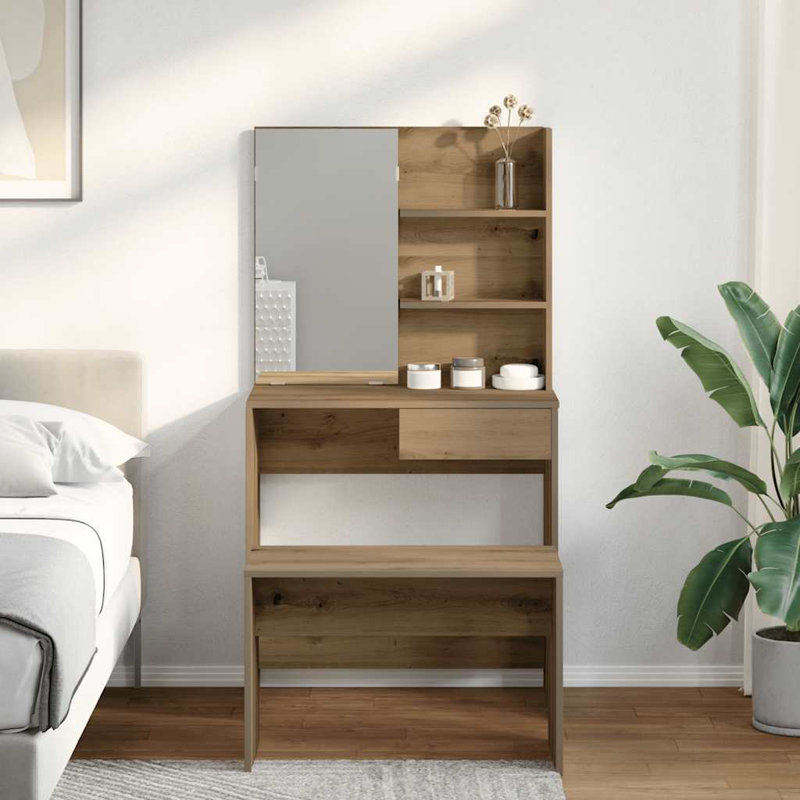 Kliment Dressing Table with Mirror, Artisan Oak