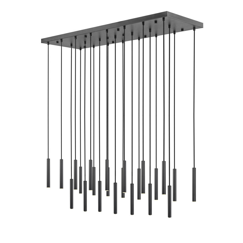 Lustre linéaire noir mat 23 lumières Mahlum, Noir mat, 194.4" 