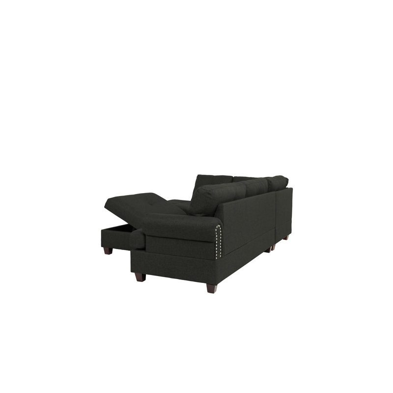 Coussin réversible 3 pièces Contemporary, Orienté à gauche (vu de face), Tissu noir multi